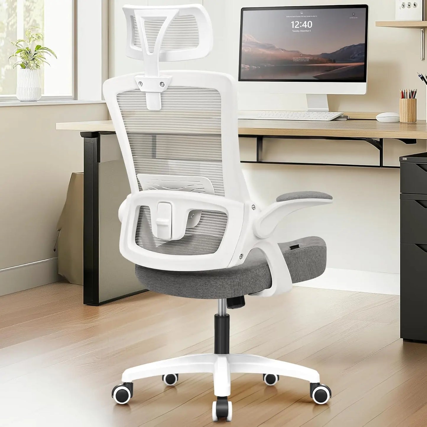 Ergonomic Adjustable Chair with a High Back Computer Comfy Task Office Chair