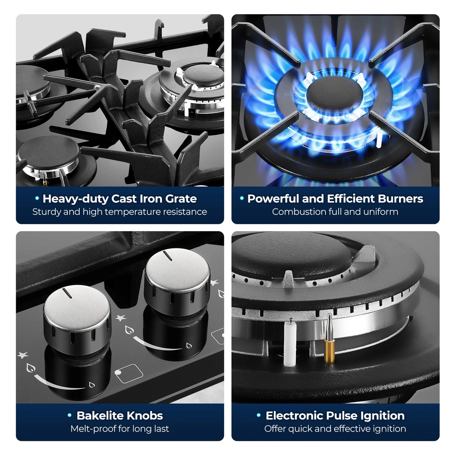Stove Top Built-in NG/LPG Convertible with Thermocouple Protection