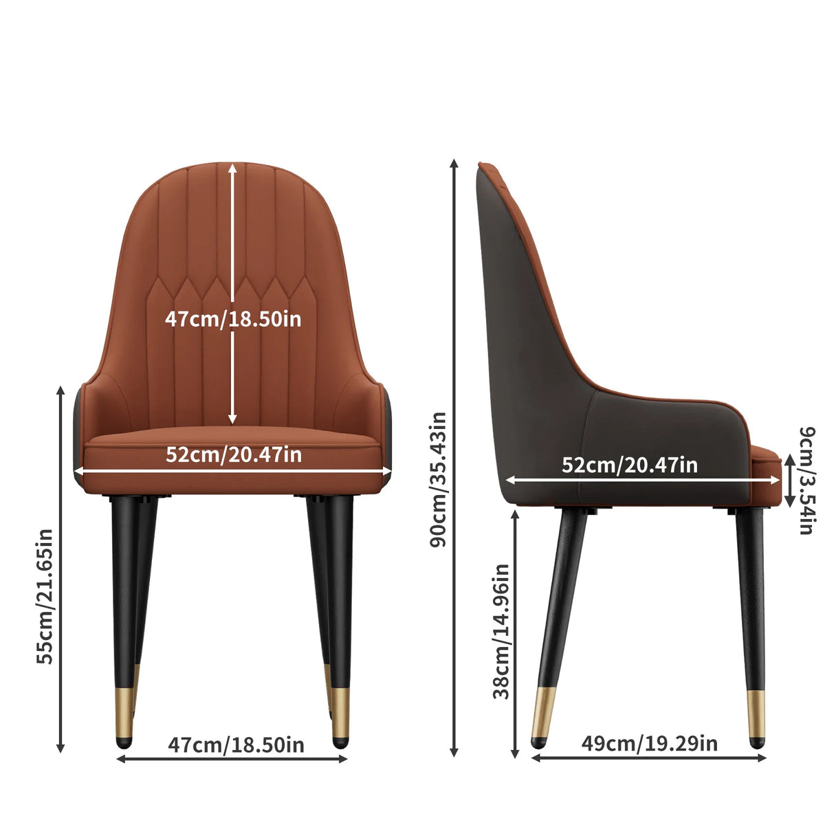 Modern Upholstered Cushion Dining Chairs with Metal Legs