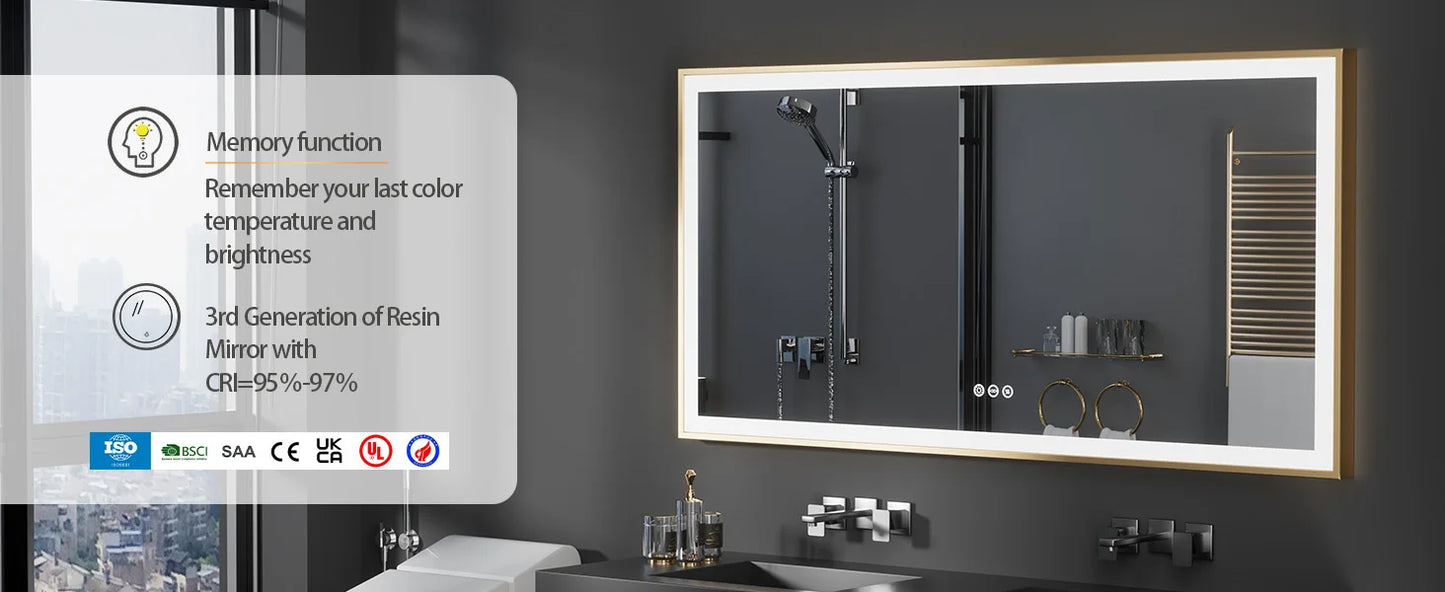 LED Vanity Mirror Gold Frame
