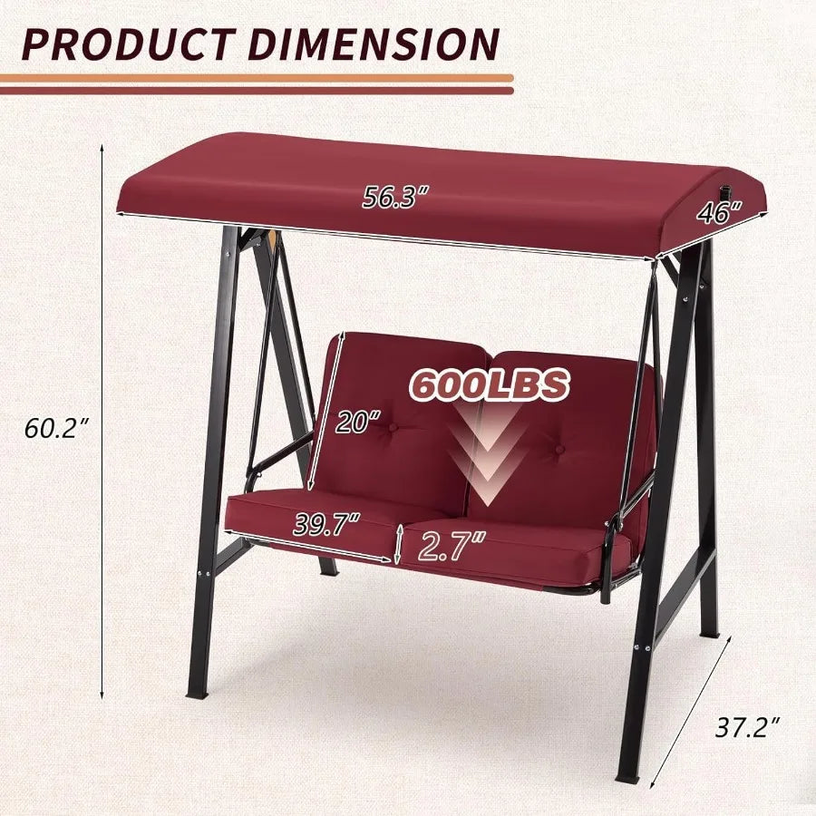 Outdoor Patio Swing Chair with Adjustable Canopy