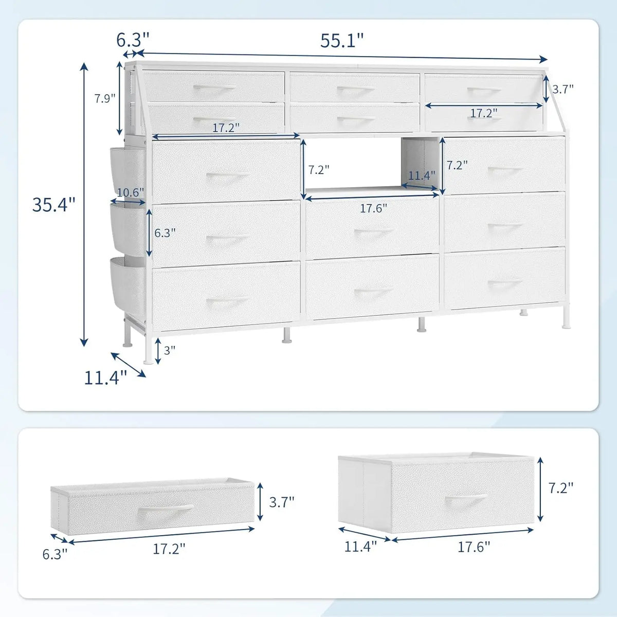 Fabric Chest of Drawers with Wooden Top