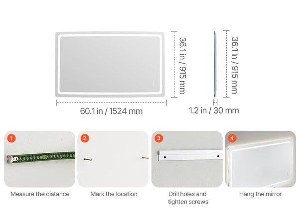 LED Vanity Mirror Anti-Fog Memory Mirror with Light