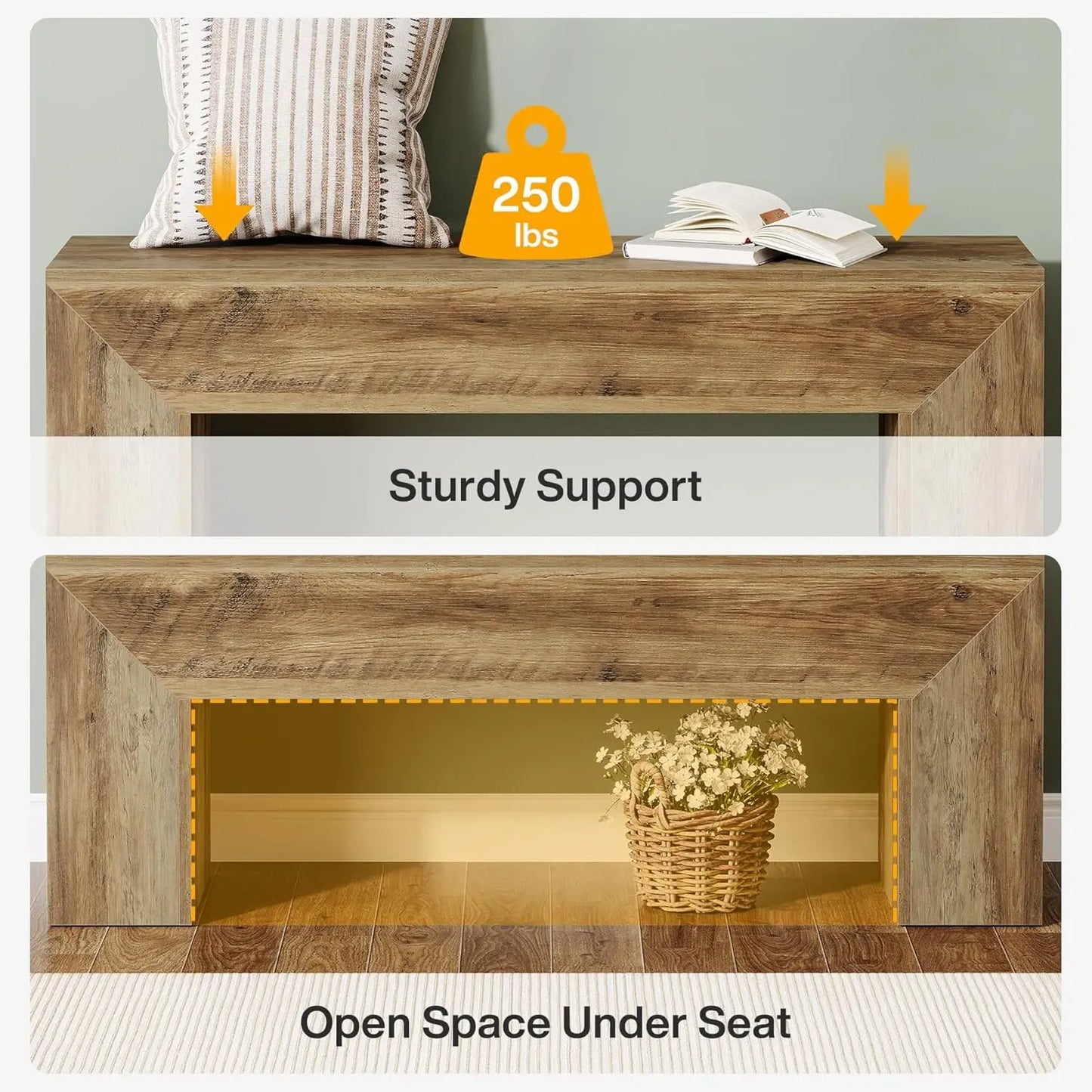 Wooden Entryway Bench