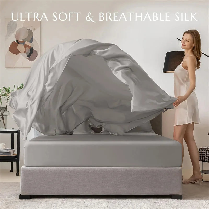 100% Mulberry Silk Bed Sheet Set