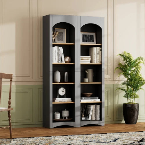 Farmhouse Two-Color Storage Cabinet with Adjustable Bookshelf