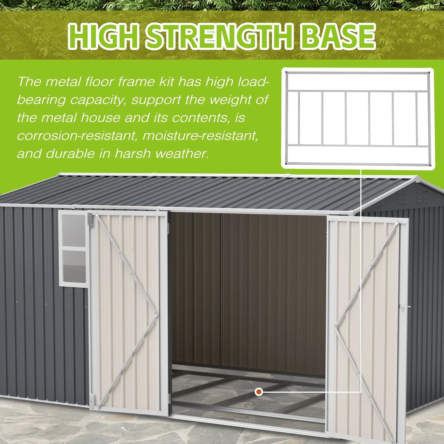 Heavy-Duty Steel Outdoor Storage Shed with Window