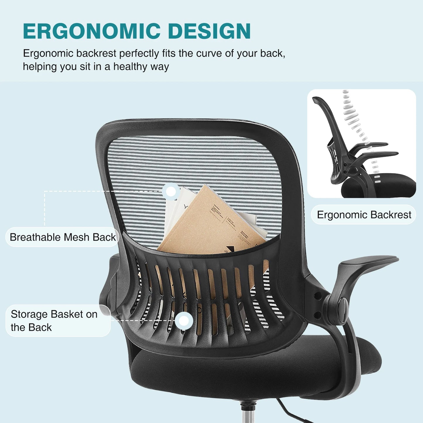 Ergonomic Mesh Backrest Office Desk Chair Adjustable Height