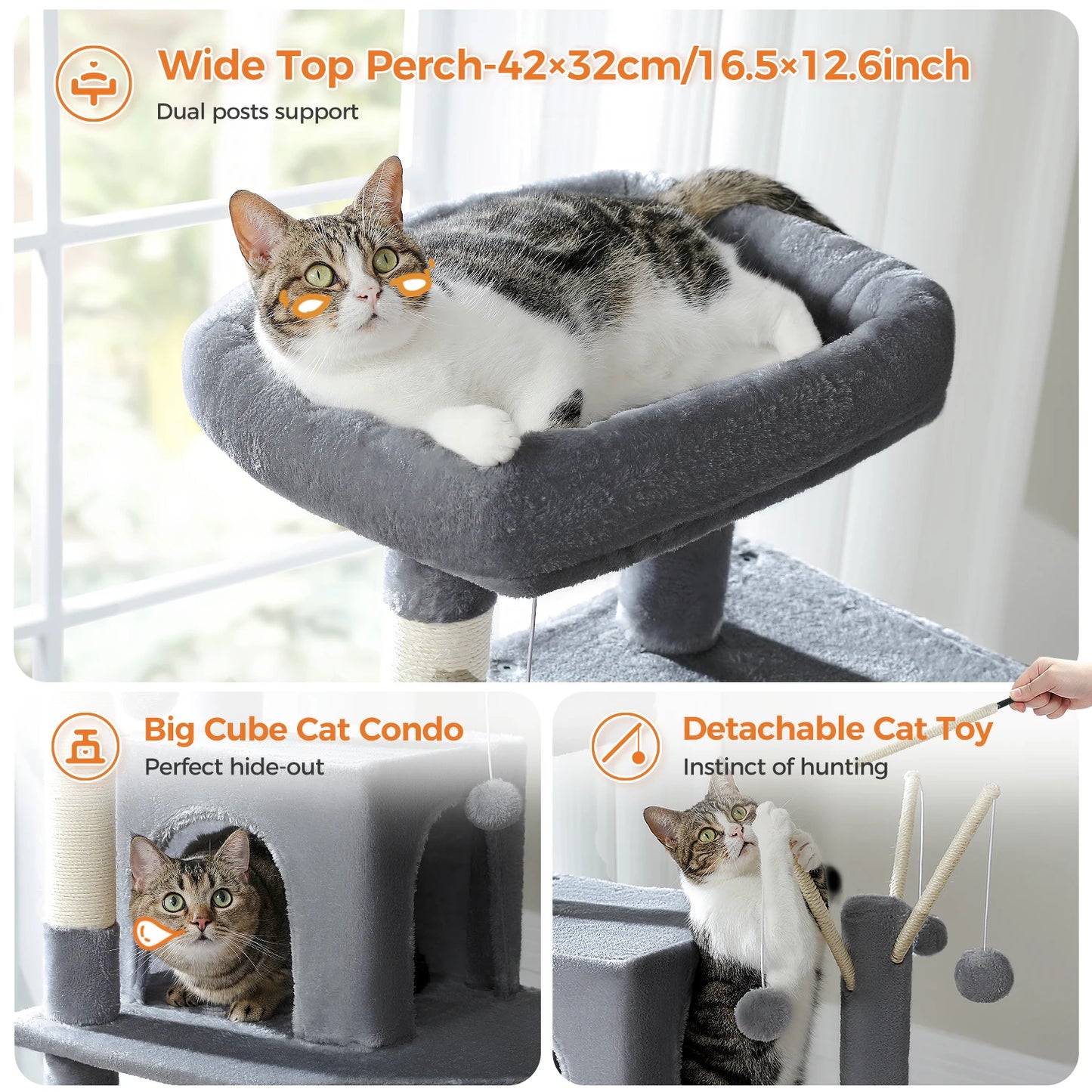 Multi-Level Plush Cat Condo with Scratching Posts