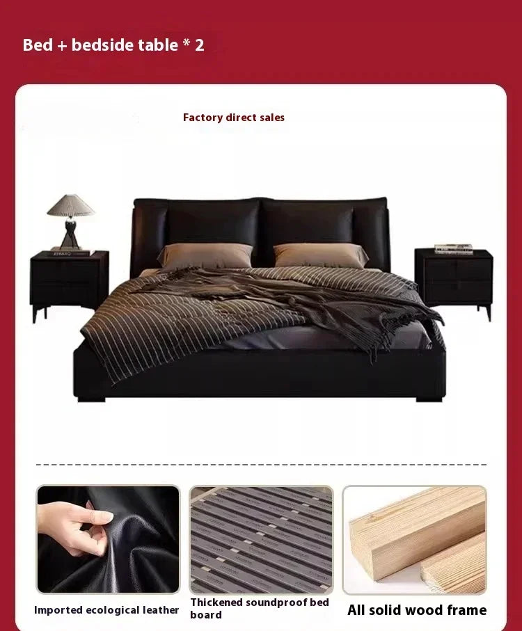 Double Luxury Bed with Office Headboards Racks and Frame Bedroom Set