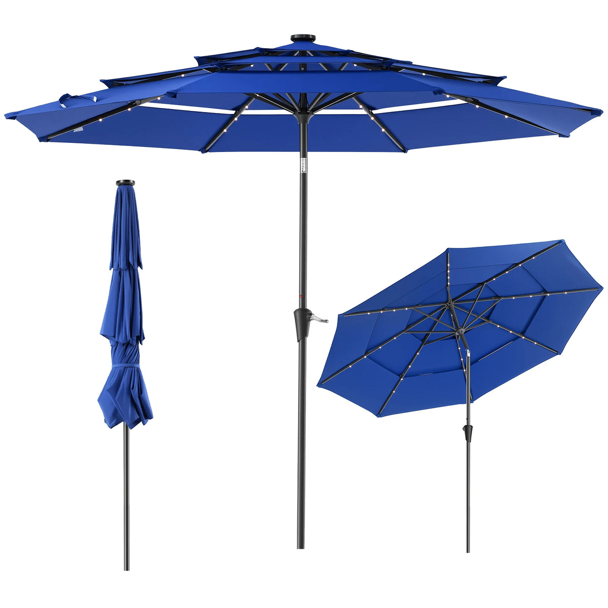 LED Lights Crank 8 Sturdy Ribs Patio Umbrella