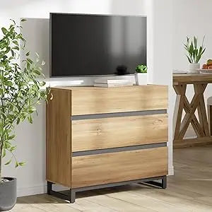 Entertainment Center TV Console with Drawers and Metal Base