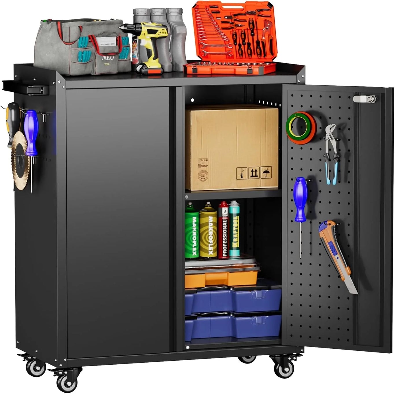 Locking Metal Tool Storage Cabinet