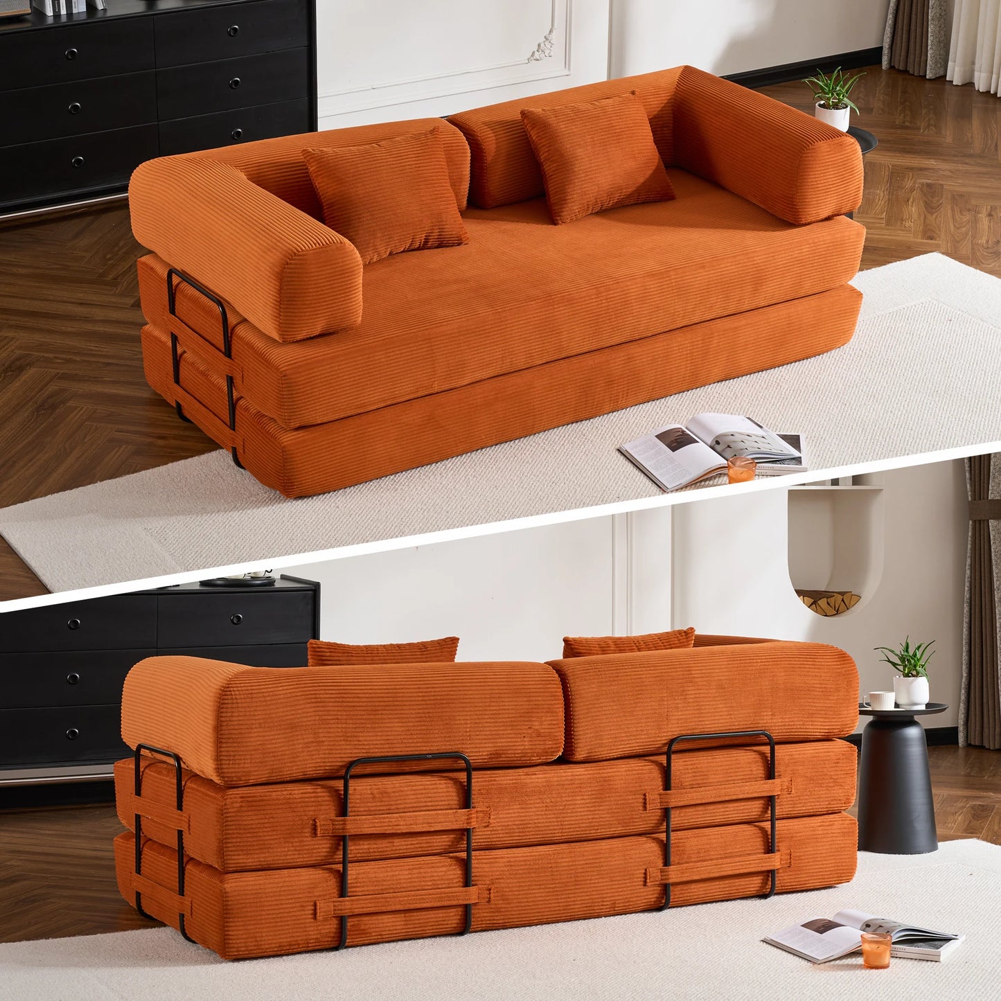 Oversized Corduroy Futon Floor Couch