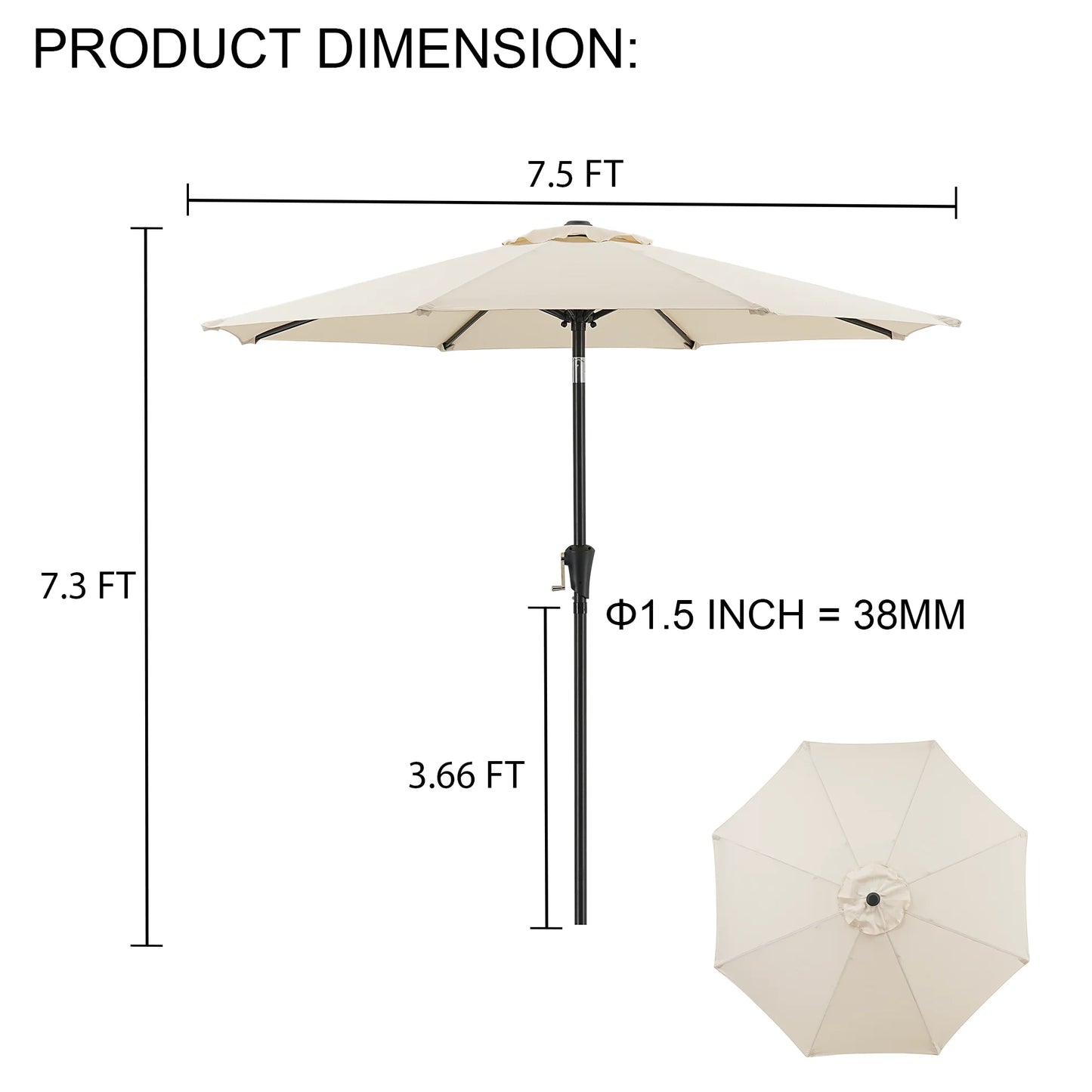 Patio Umbrella with Push Button Tilt/Crank