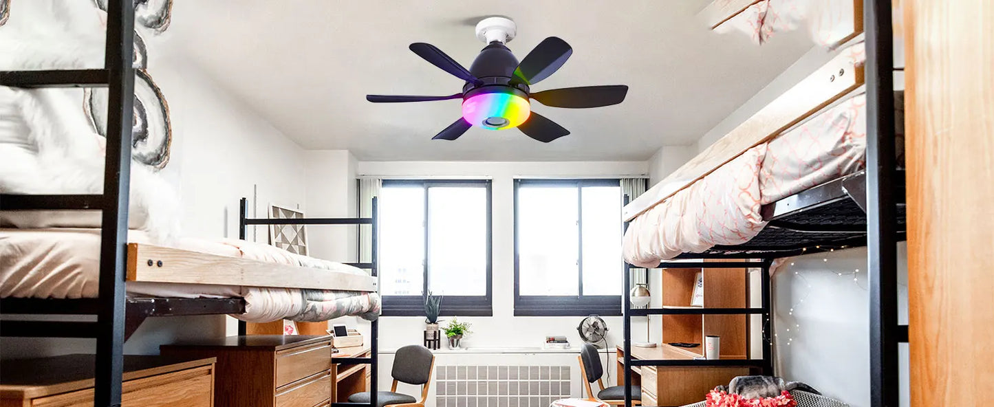Socket Ceiling Fan RGB Light Bluetooth Speaker with Remote