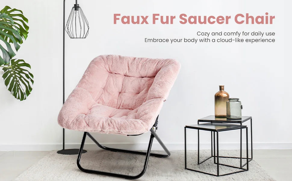 Large Size Cozy Soft Faux Fur Saucer Chairs