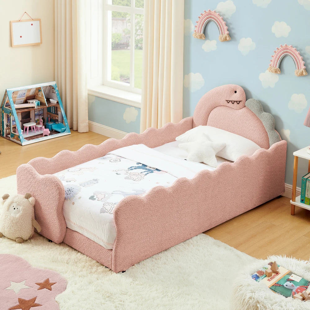 Cute Dinosaur-Shaped Bed with Safety Guardraild