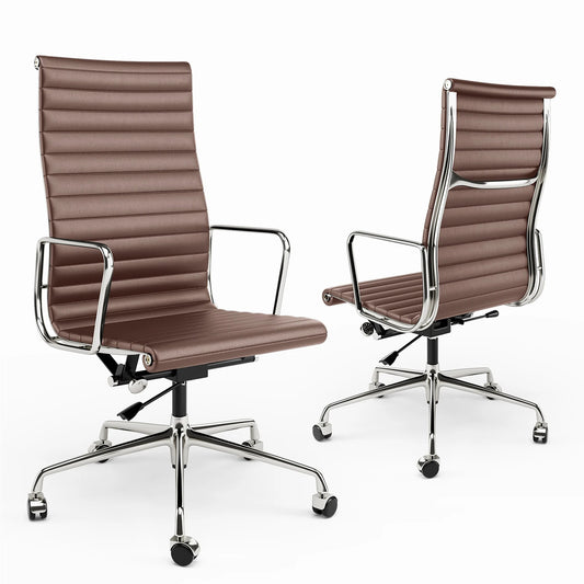 Mid Back Classic Genuine Leather Office Chair