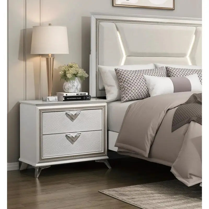 Modern Luxury - Antique White Finish for Elegant Bedroom