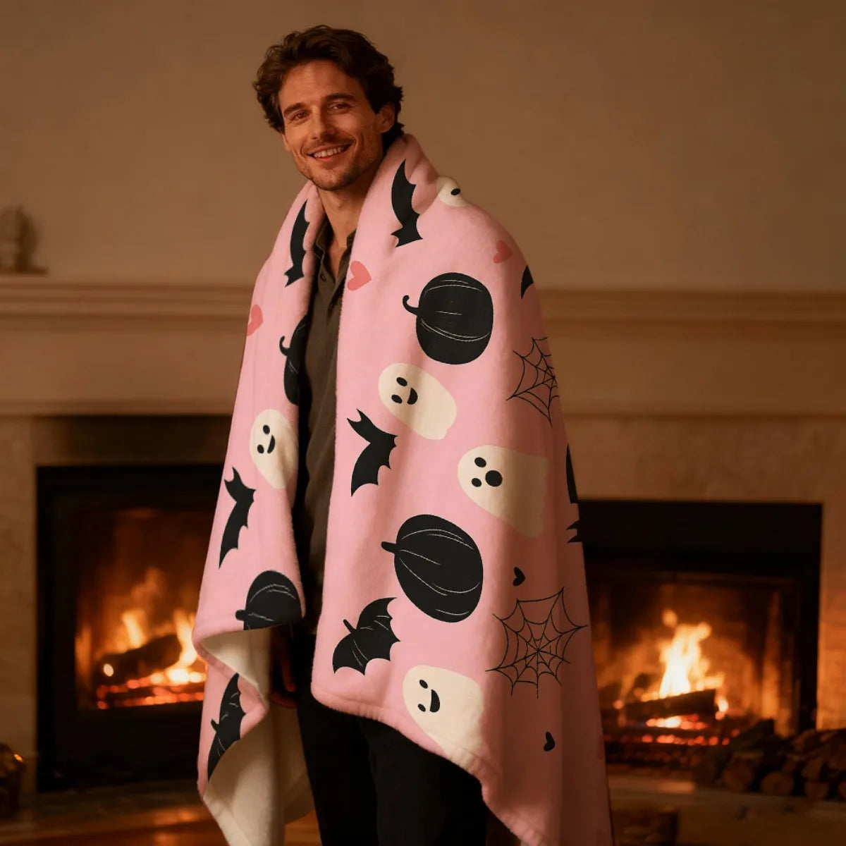 Bedspread with Ghosts, Bats, Hearts & Balloons