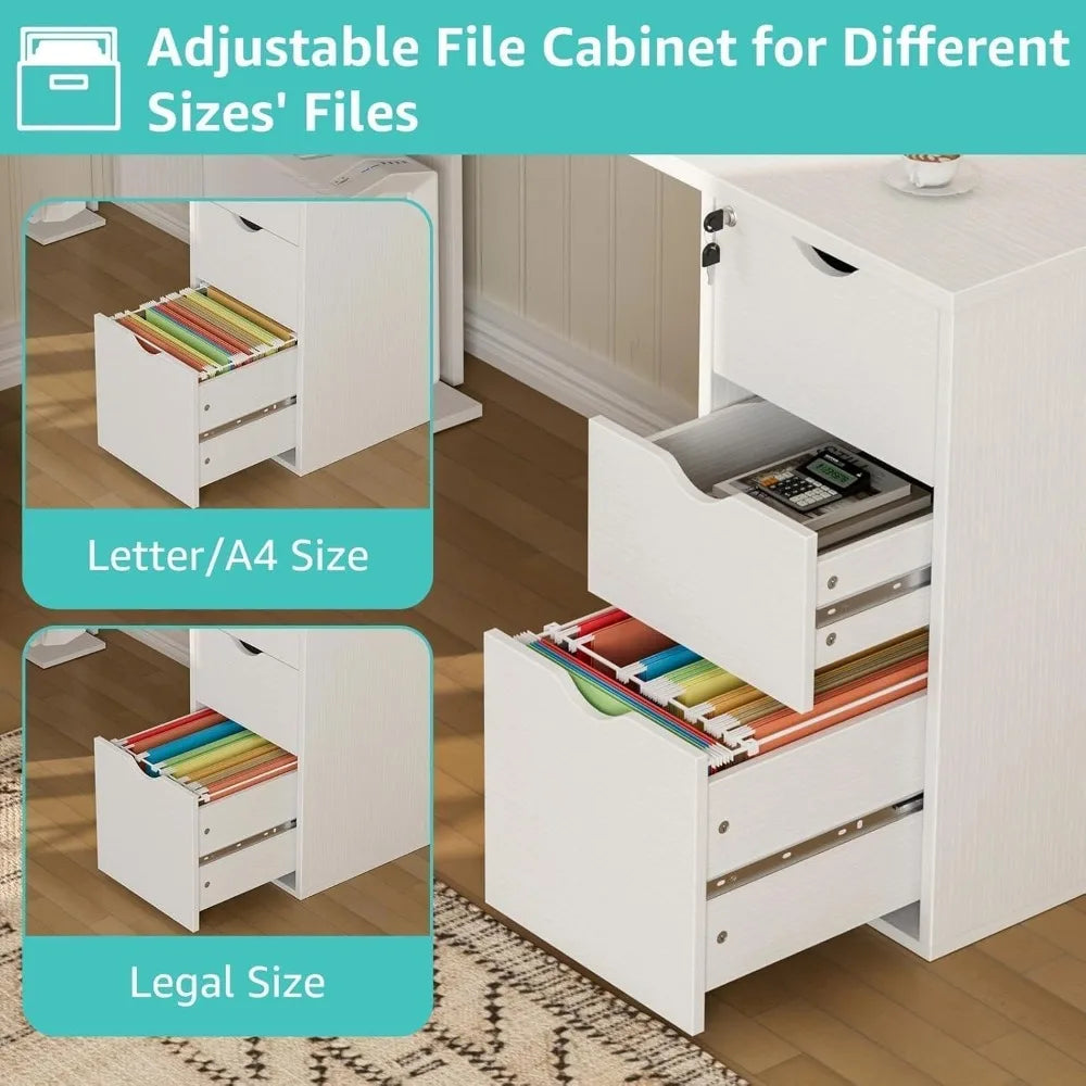 Modern Executive Wooden L-Shaped Office Desk with Lockable Drawers