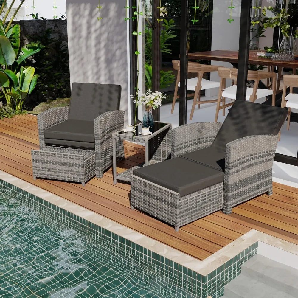 Outdoor Patio Furniture Set with Ottomans and Coffee Table