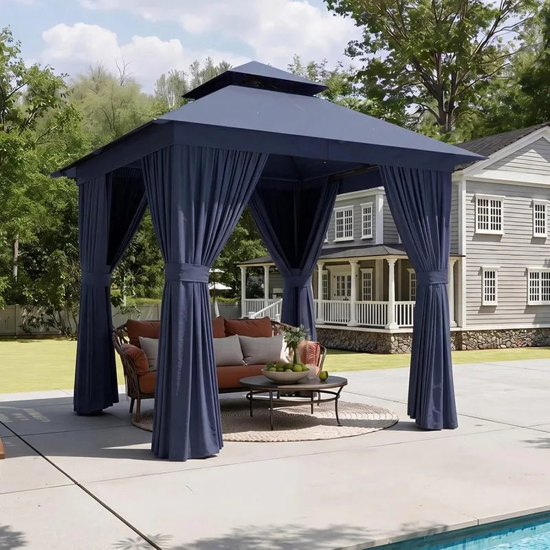 Heavy Duty Metal Frame Canopy with Double Roofs