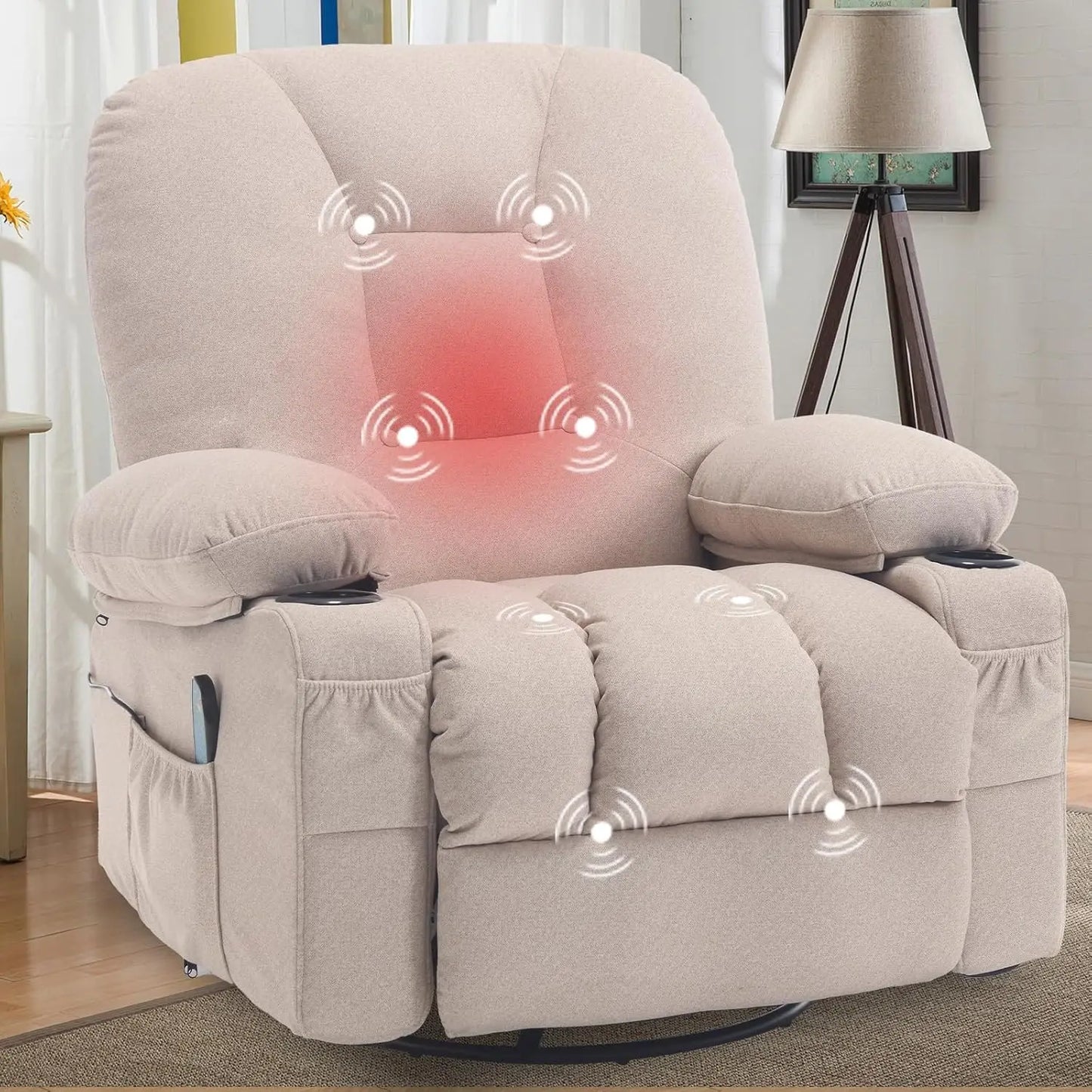Rocker Swivel Recliner Chair with Massage and Heat
