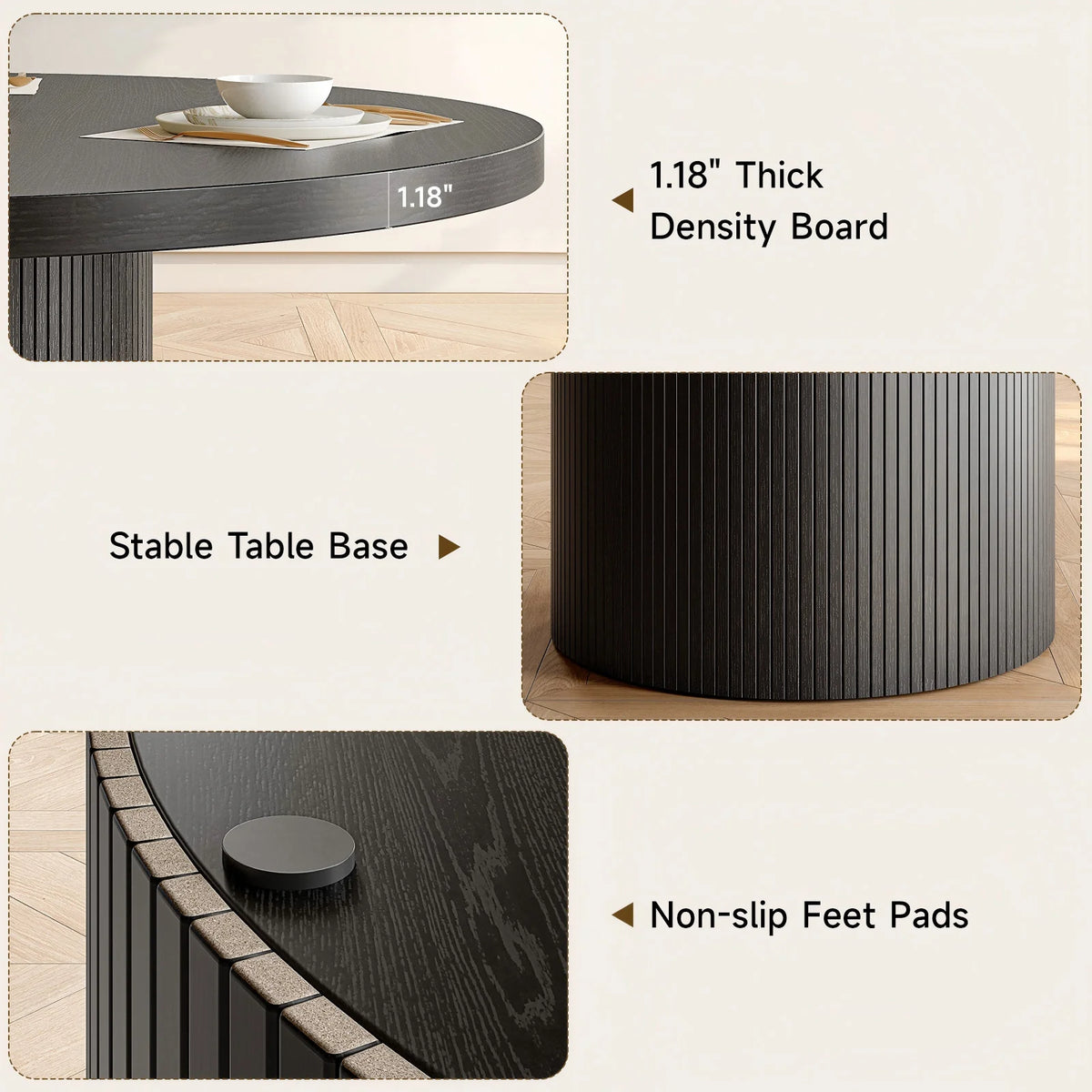 Circle Fluted Round Dining Table
