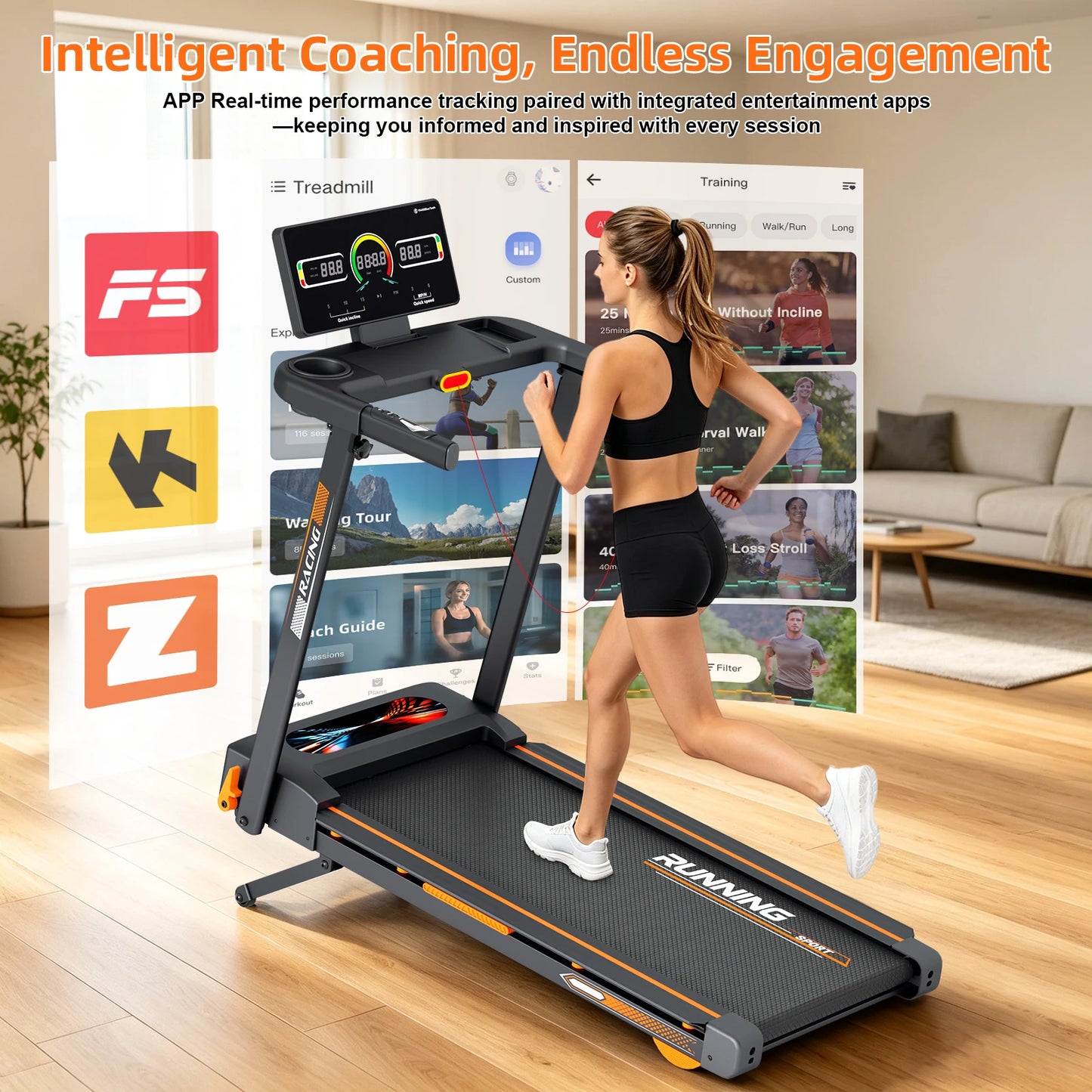 Home Foldable Treadmill with Wide Running Belt