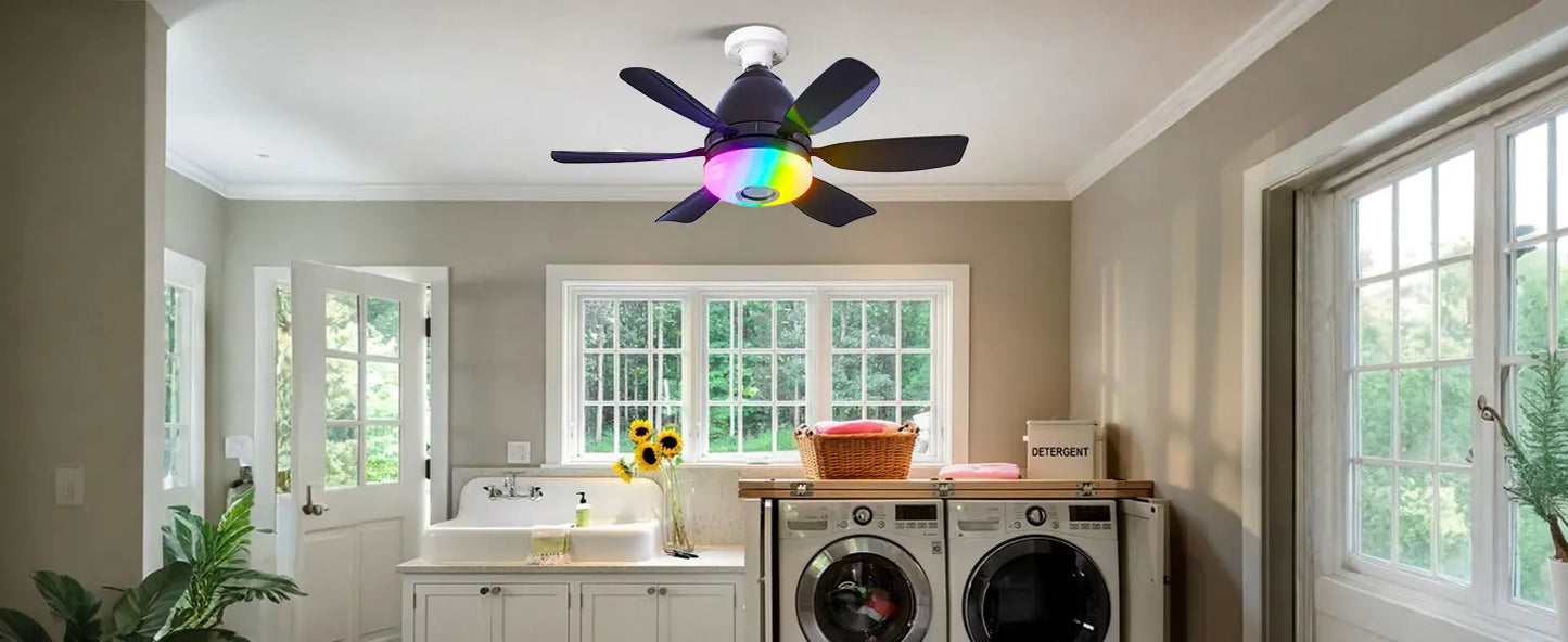 Socket Ceiling Fan RGB Light Bluetooth Speaker with Remote