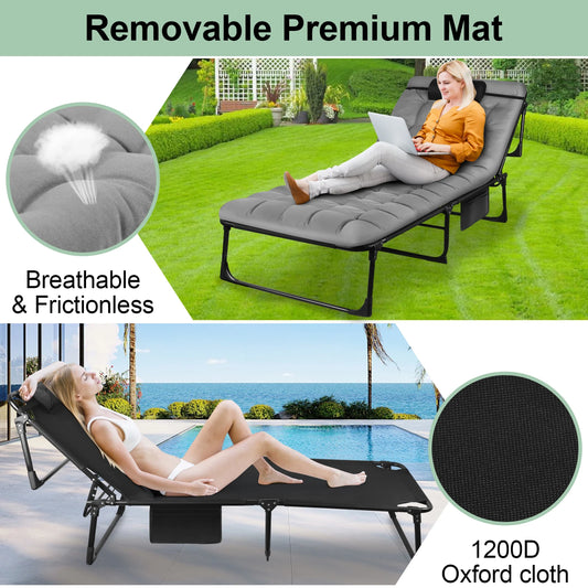 Adjustable Reclining Lounge Chair with Pillow