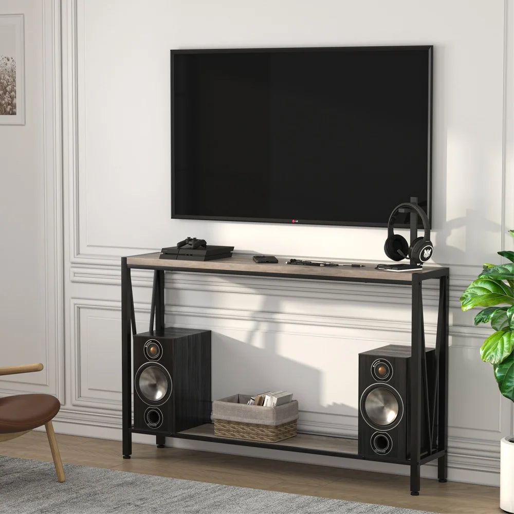 Industrial Console Table Entryway Table with Storage