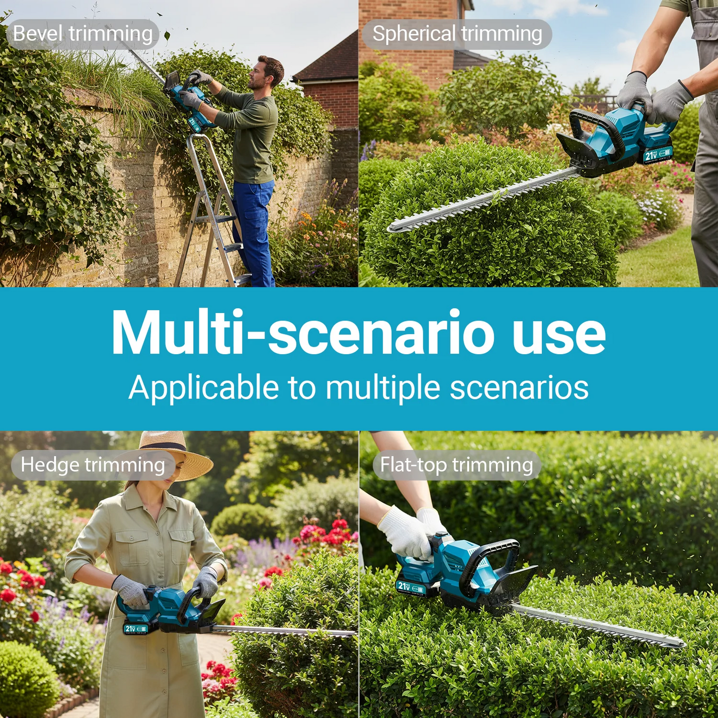 20'' Hedge Trimmer Cordless, 3000rpm Electric Hedge Trimmer, with Battery, 180° Rotatable Head for Yard, Garden, Lawn Care