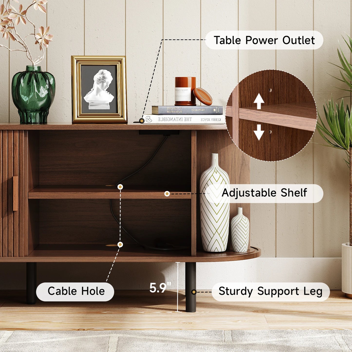 Entertainment Center Table with Sliding Doors