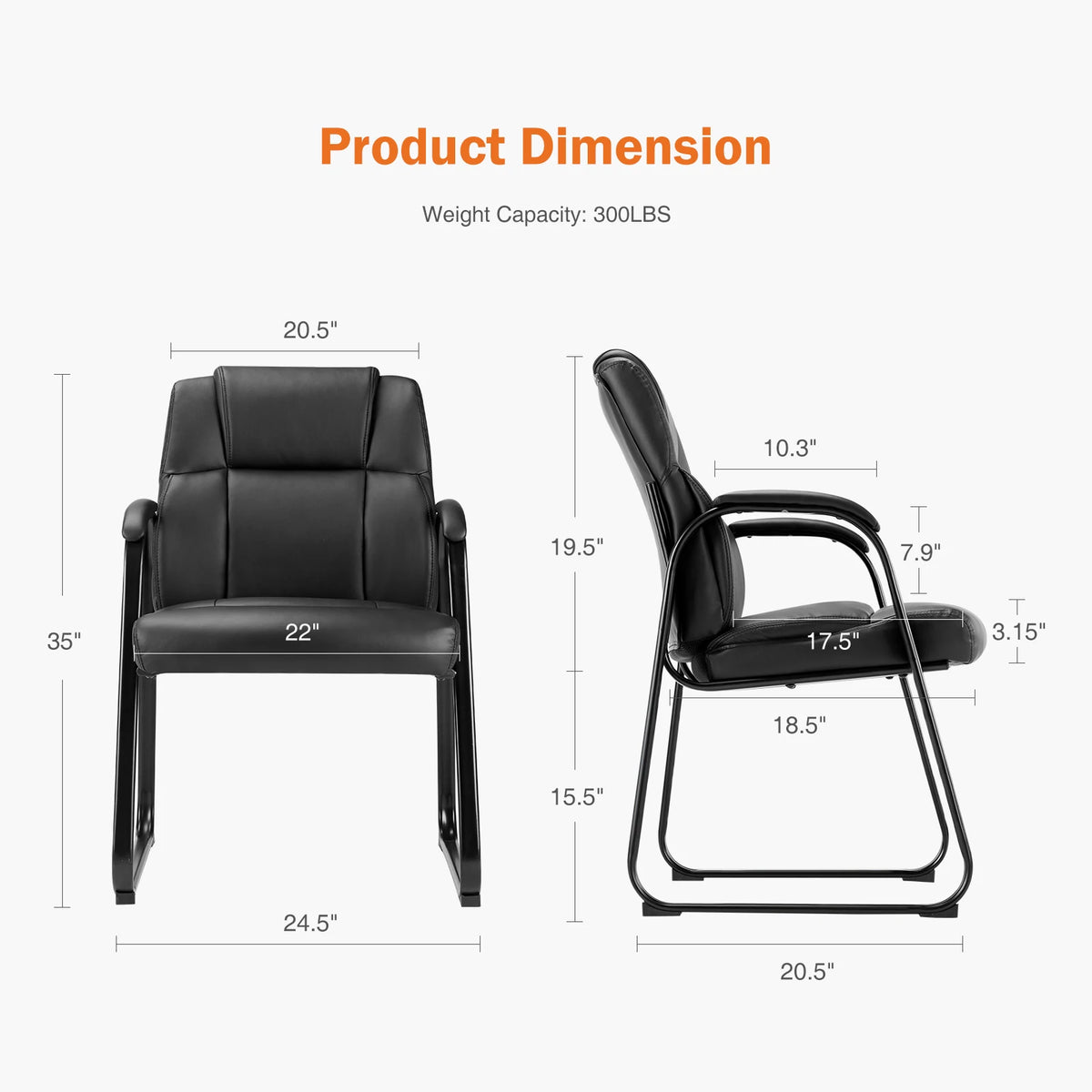 Padded Backrest Chair Waterproof PU Leather Seat