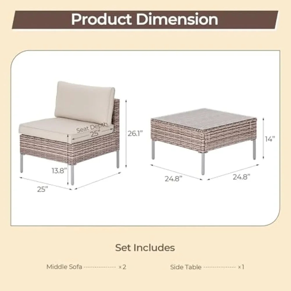 Outdoor Patio Furniture Set with Thick Water-Resistant Cushions & Coffee Table