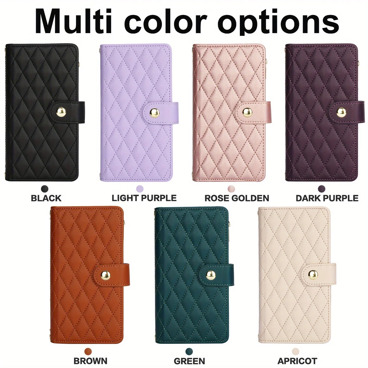 Cross-body PU Leather Wallet Flip Case with Zipper Card Slot