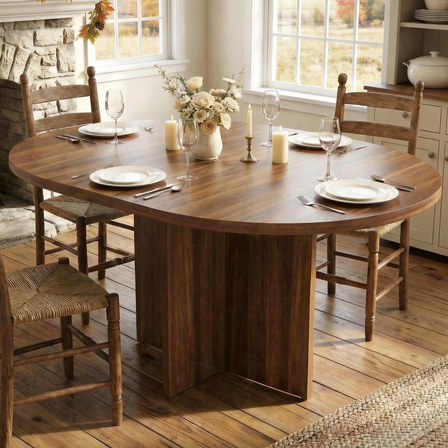 Modern Extendable Round to Oval Dining Table