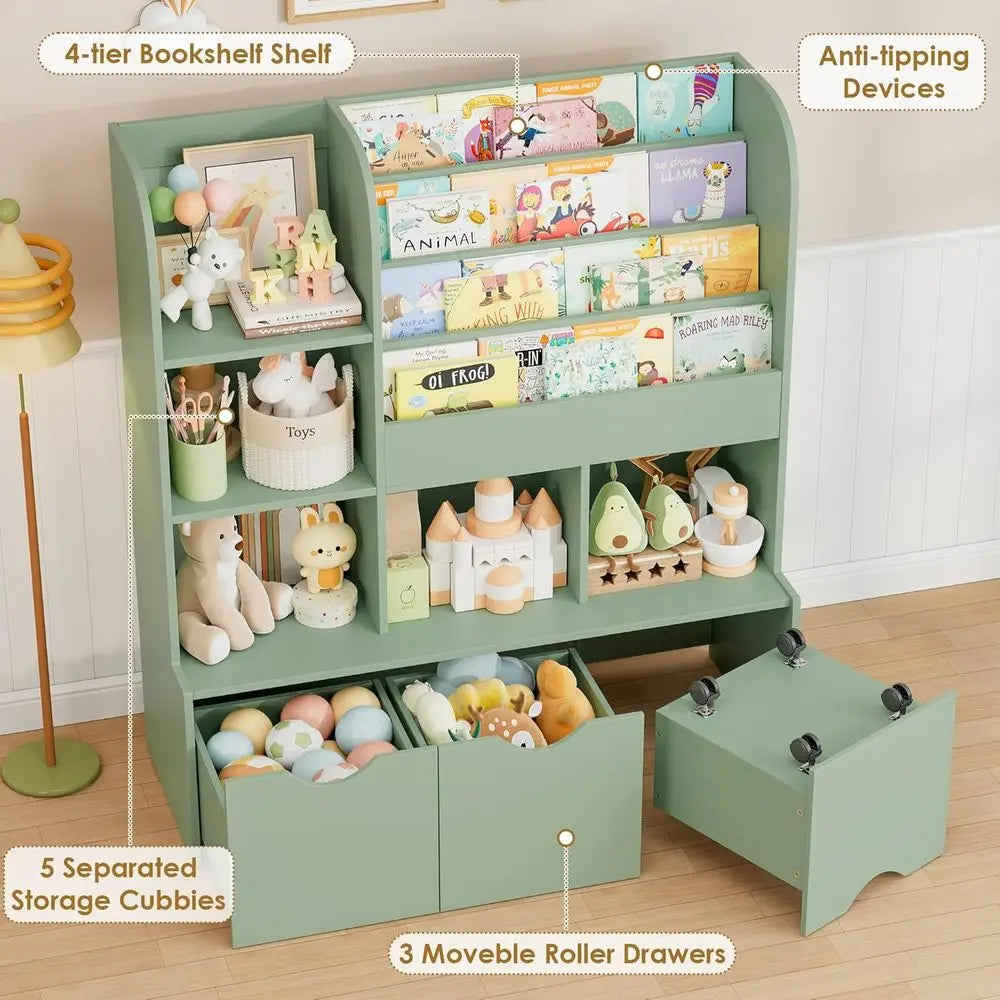 Multifunctional Bookshelf with Bins