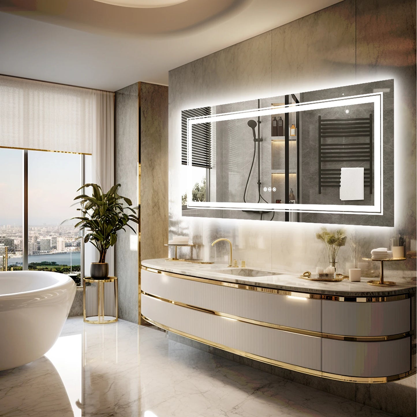 Rectangle Vanity LED Mirror with Dimmable Backlit