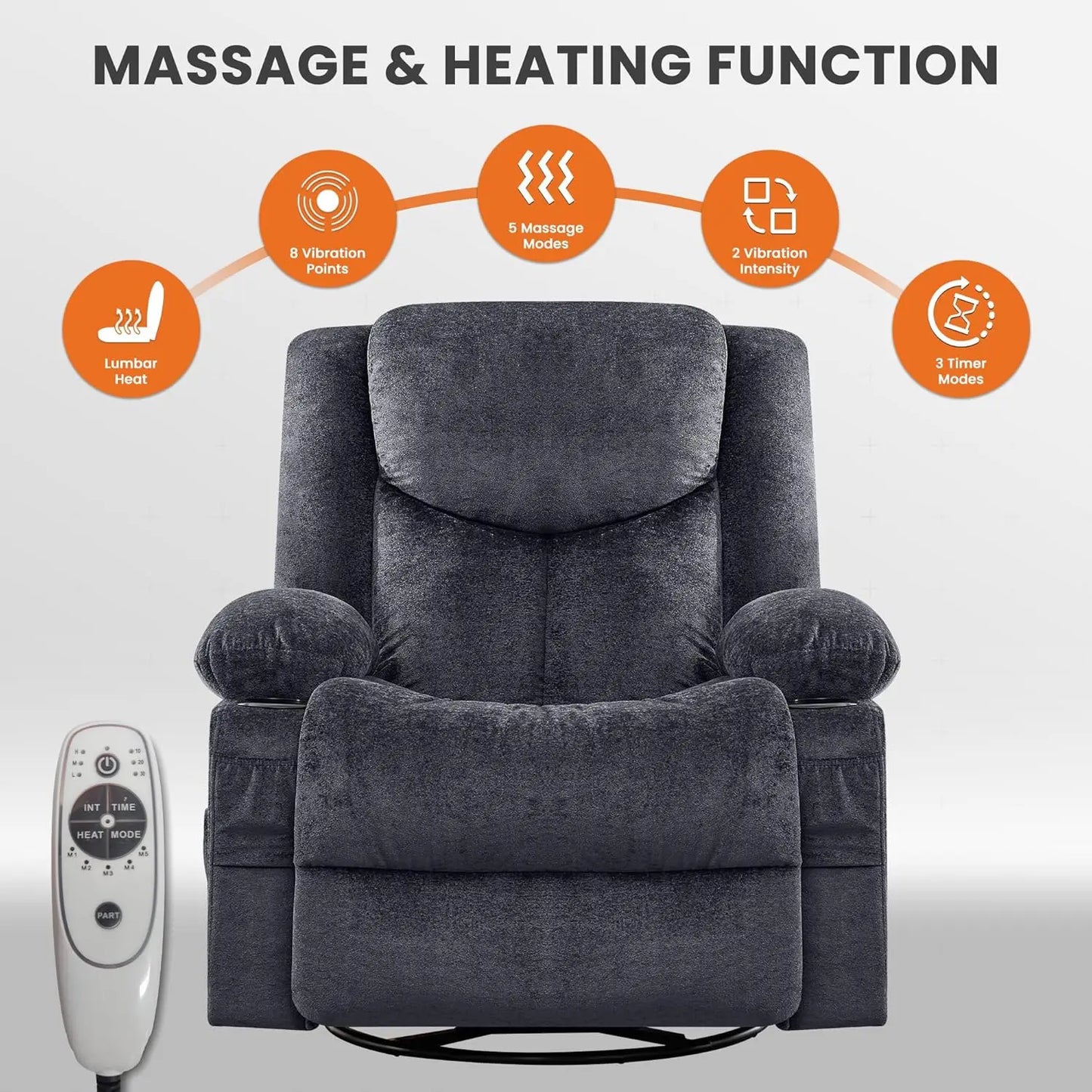 Swivel Recliner Chair w/ Massage & Heat