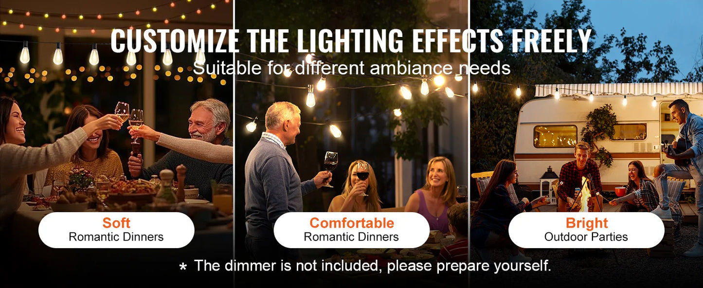 Patio String Lights Waterproof