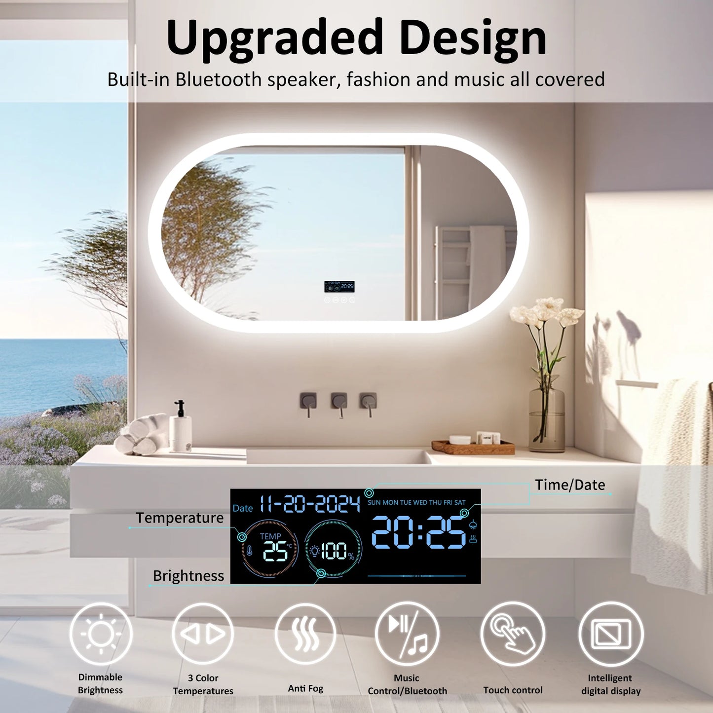 Oval LED Bathroom Mirror with Lights