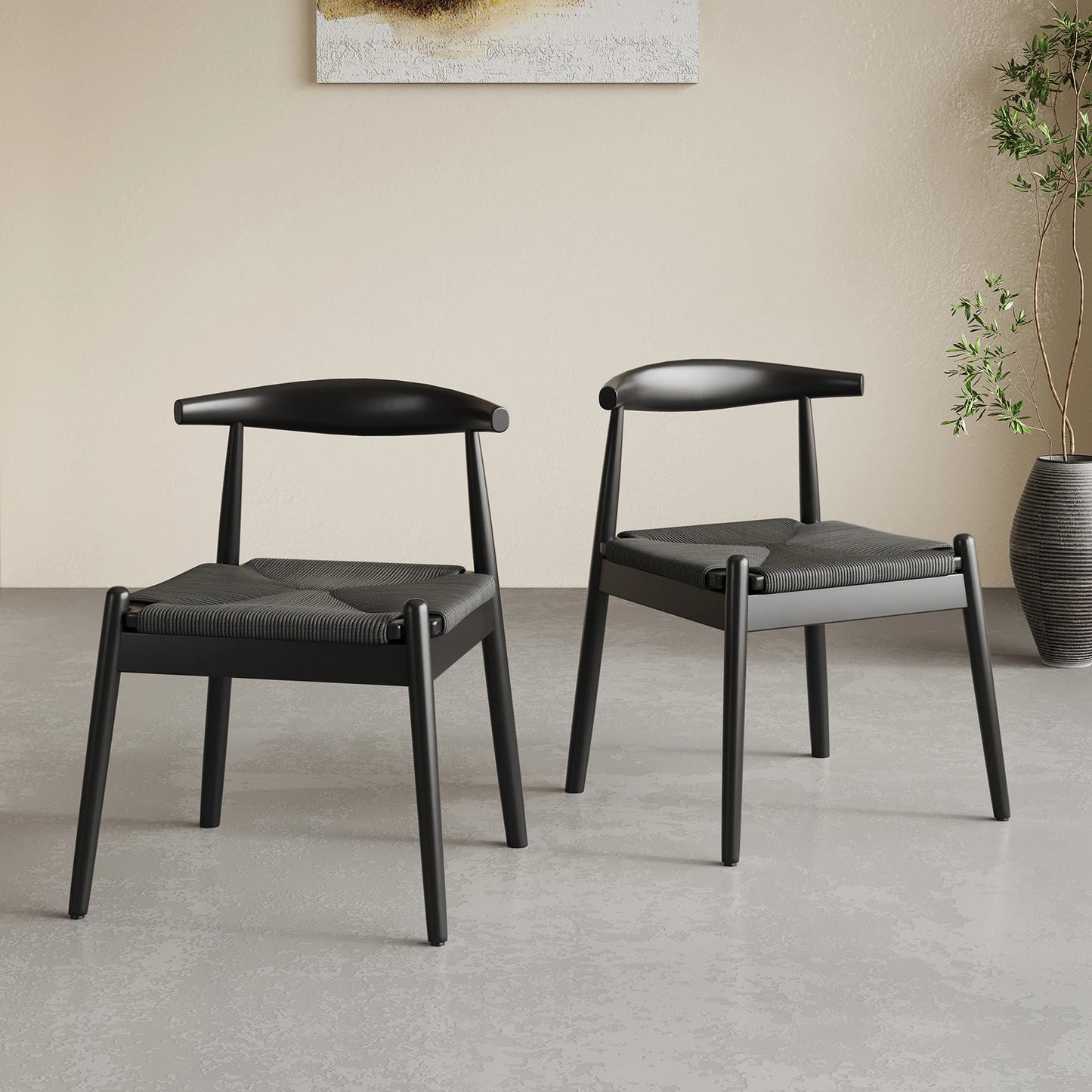 Solid Oak Weave Dining Chairs