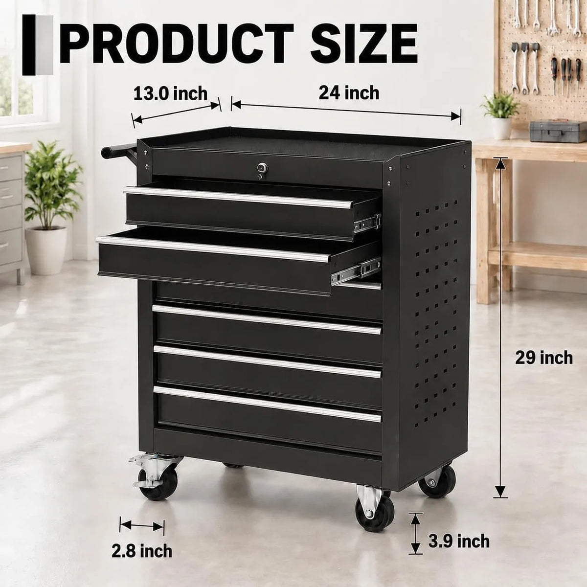 Heavy Duty Rolling Tool Chest with Wheels and Locking System