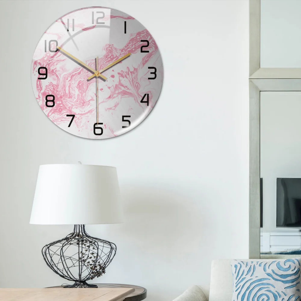 Luxury 3D Acrylic Marble Pattern Wall Adhesive Clock