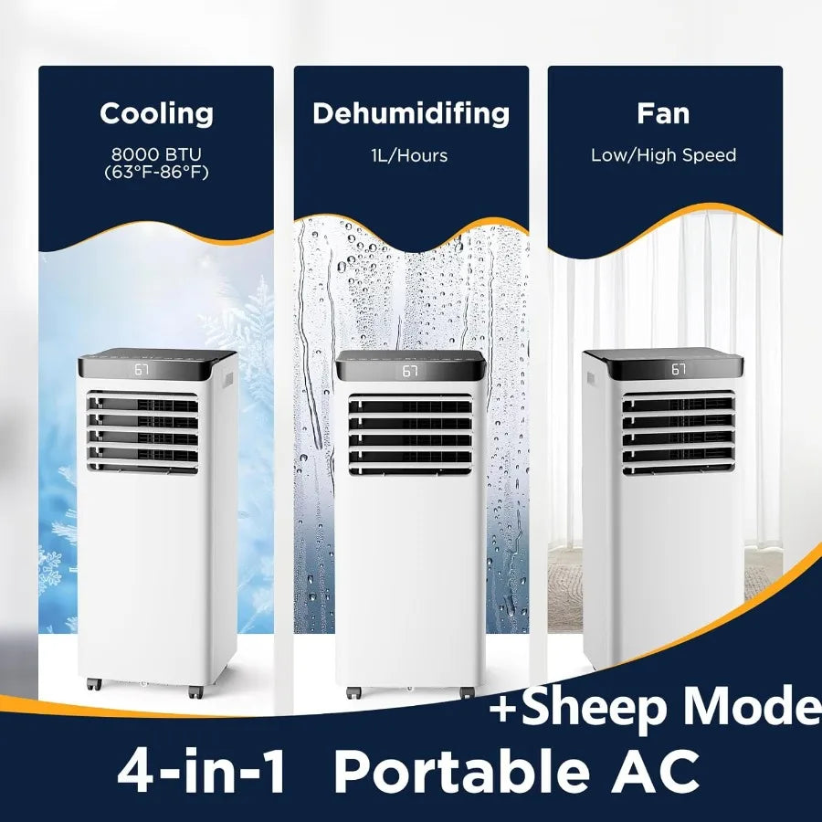 Portable Air Conditioners with Functionality Remote Control and Installation Kit