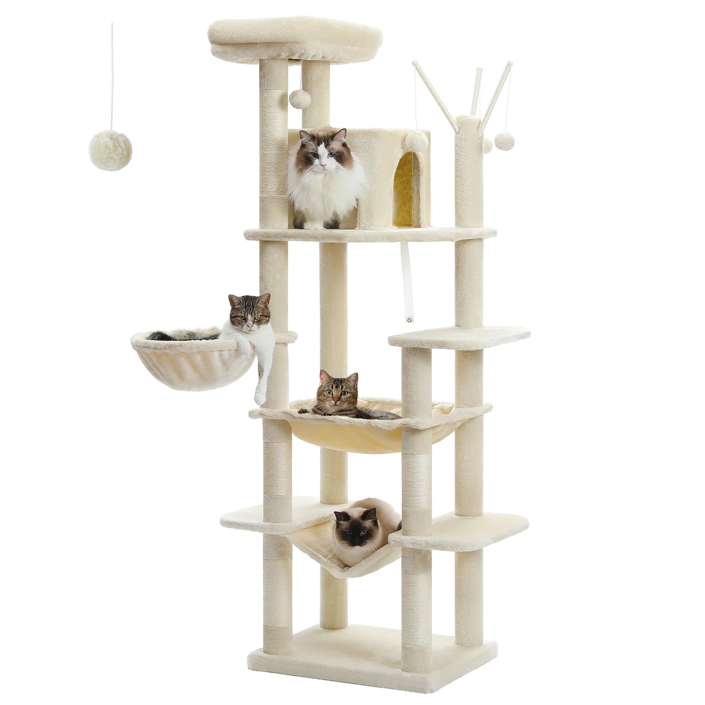 Multi-Level Plush Cat Condo with Scratching Posts